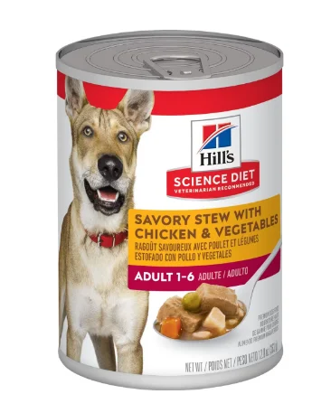 - Organic cotton dog bibsHills Savory Stew With Chicken & Vegetables Wet Dog Food