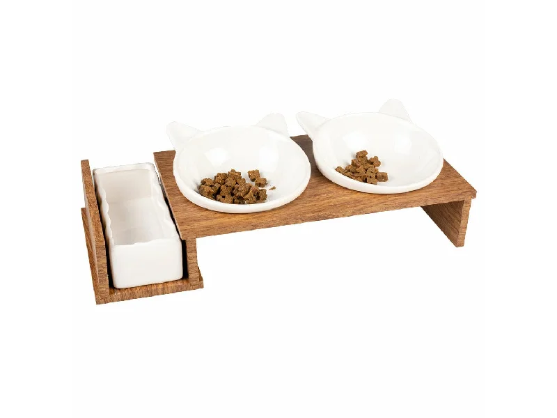 - Pet fence foldable indoorDinner set Stone UP kitty face 250ml+350ml - 41,5x18,5x11cm white