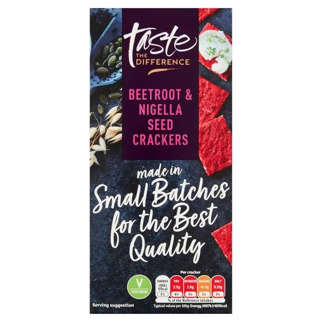 - Foldable and portable cat bagSainsbury's Beetroot & Nigella Seed Crackers, Taste the Difference 130g