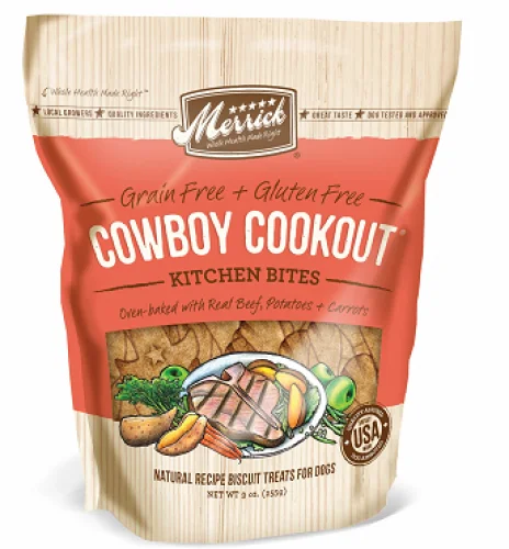 - Air box TSA certified check-inMerrick Cowboy Cookout Kitchen Bites Dog Treats