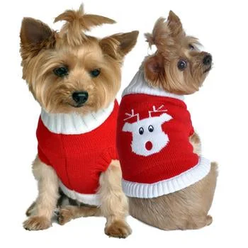 - ​​Pet toys under    yuanCombed Cotton Red Rudolph Holiday Dog Sweater