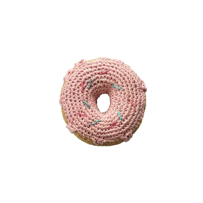 - Natural rubber pet toysCrochet Donut Dog Toy