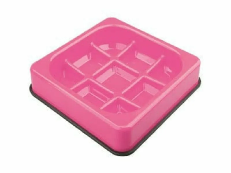 - Pet water dispenser UV sterilization versionWAFFLE - Slow feed bowl,chekered-Pink