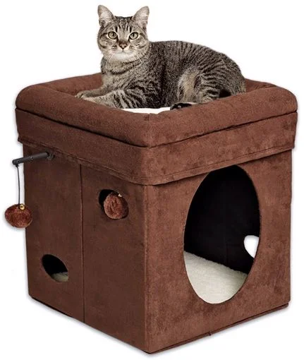 - Pet vitamin complex nutrition tabletsMIDWEST CURIOUS CAT CUBE - BROWN SUEDE