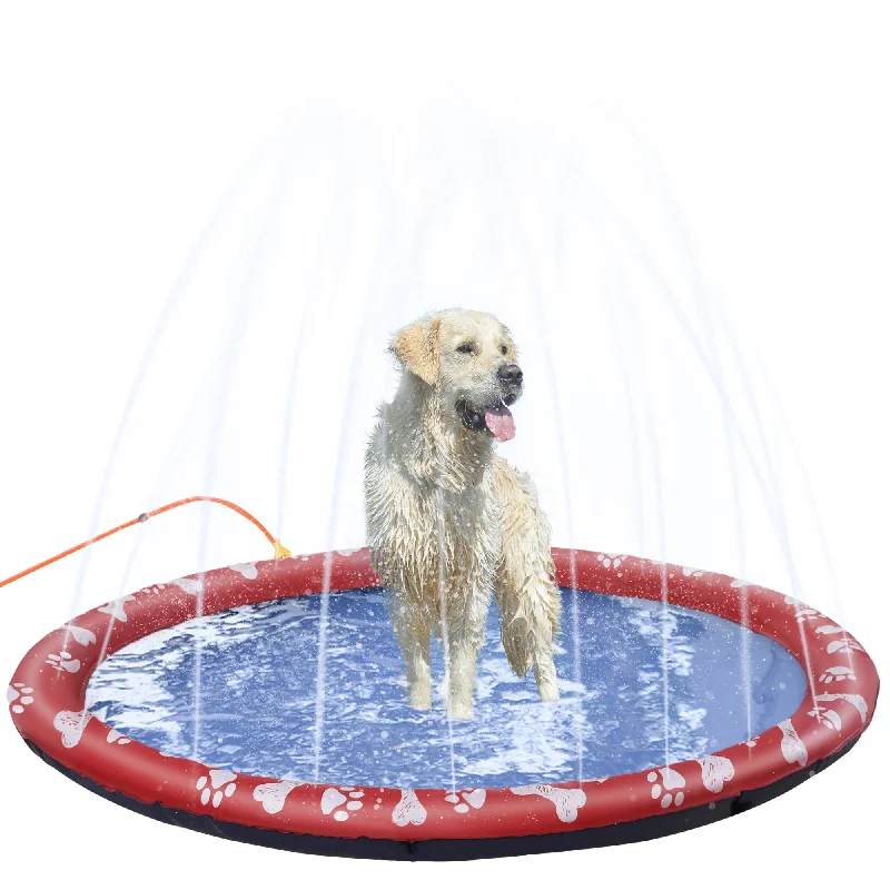  . **Cat drinking fountain filter model**PawHut 170cm Splash Pad Sprinkler for Pets Dog Bath Pool Water Game Mat Toy Non-slip Outdoor Backyard Red