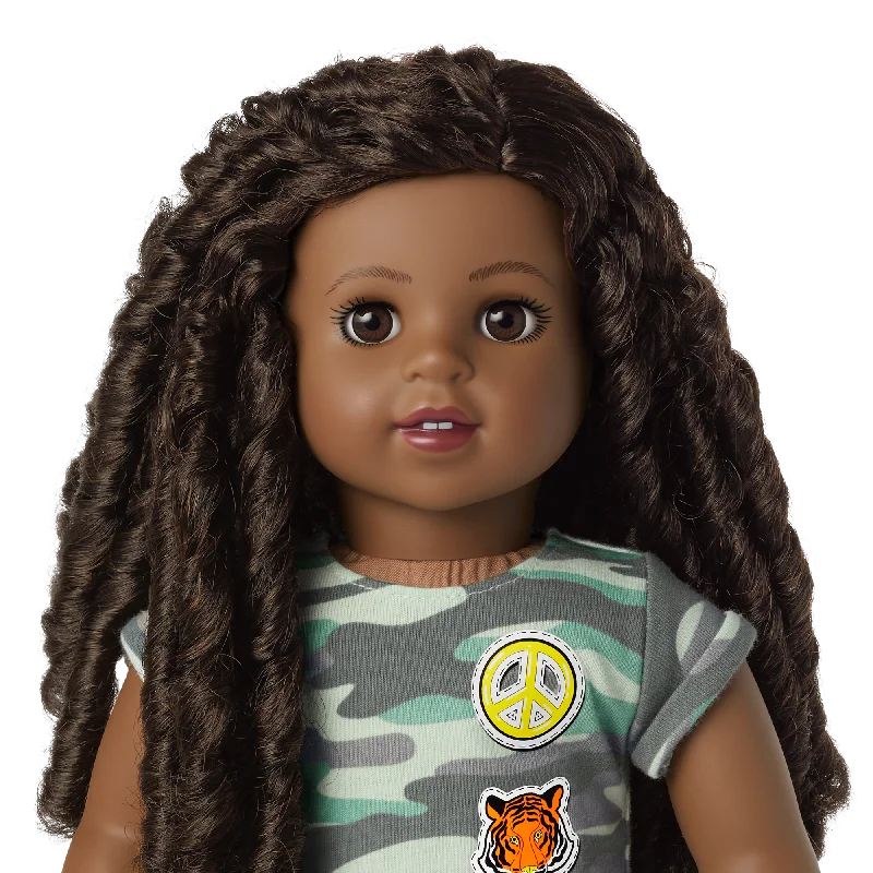 - Natural latex pet mattressTruly Me™ 18-inch Doll #123 with long curly black-brown hair