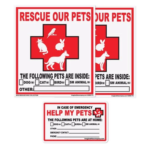 - Winter warm clothes for short-haired dogsEmergency Rescue Cards - 2 Window Decals and 1 Card