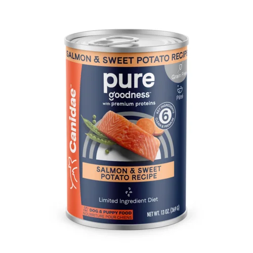 - Parrot climbing and standing wooden frameCanidae PURE Grain Free Limited Ingredient Salmon and Sweet Potato Recipe Wet Dog Food (13-oz, single can)