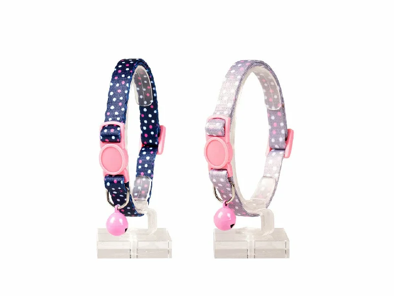 ---CAT COLLAR DOTS NYLON 20-30cm / 10mm blue/beige