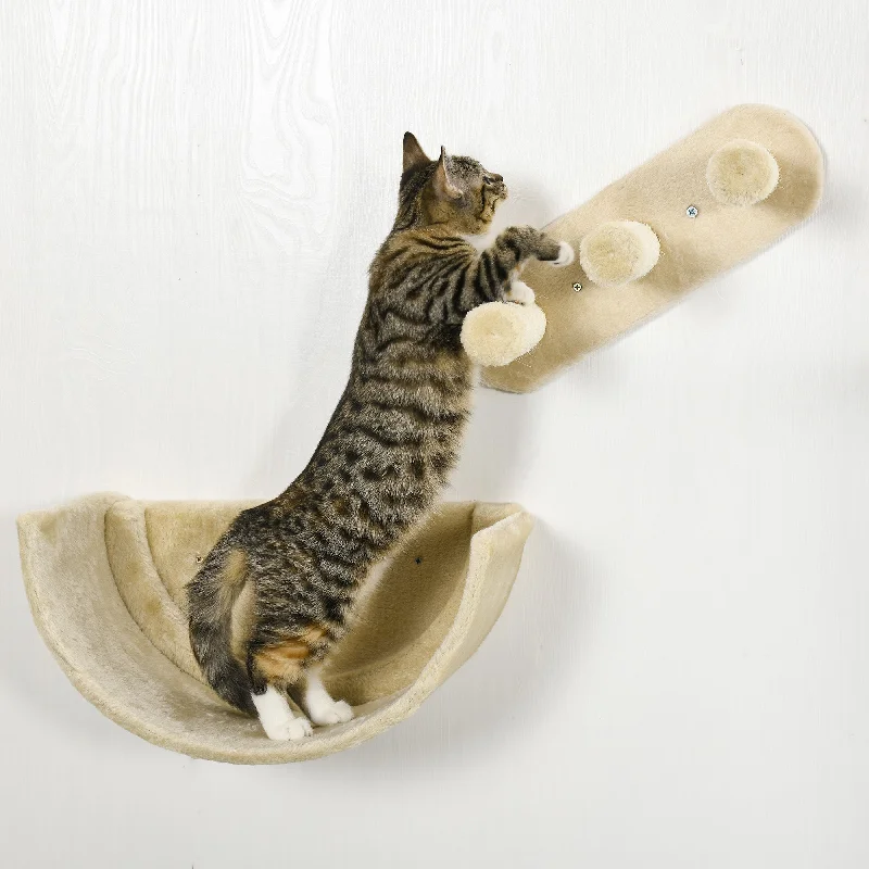   . **Pet water dispenser is silent**PawHut 4PCs Wall-Mounted Cat Shelves w/ Scratching Post