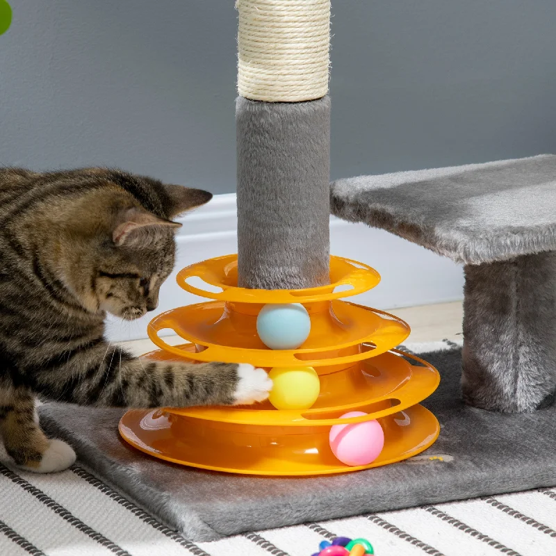  . **Pet collar with custom engraving**PawHut Cat Tree Tower Activity Center Climbing Stand Kitten House Furniture with Scratching Posts Toy abd Perch 56cm Grey