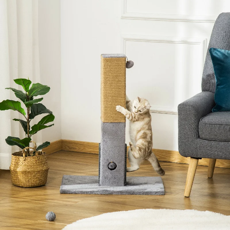  . **Dog traction rope is automatically retractable**PawHut Cat Scratching Post 79cm Tall Scratcher Climber Cat Tree Activity Centre Grey