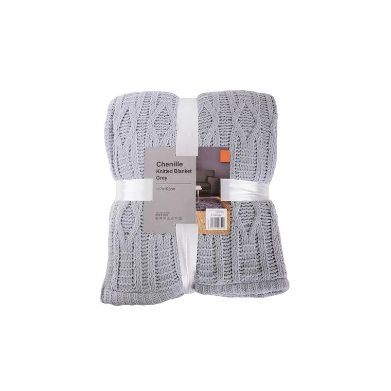 - Automatic induction pet water dispenserChenille Knitted Blanket, Grey