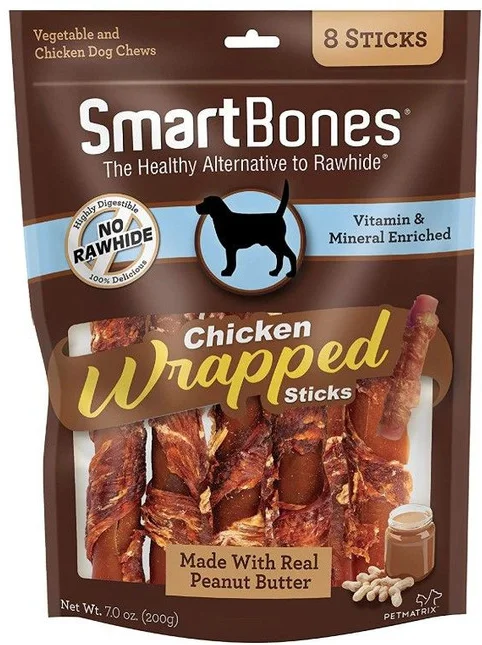 - Foldable and portable cat bagSMARTBONES CHICKEN WRAPPED PEANUT BUTTER SICKS RAWHIDE FREE DOG CHEW 8 COUNT