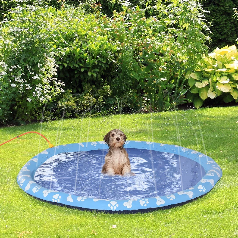 Pet accessoriesPawHut 170cm Splash Pad Sprinkler for Pets Dog Bath Pool Water Game Mat Toy Non-slip Outdoor Backyard Blue