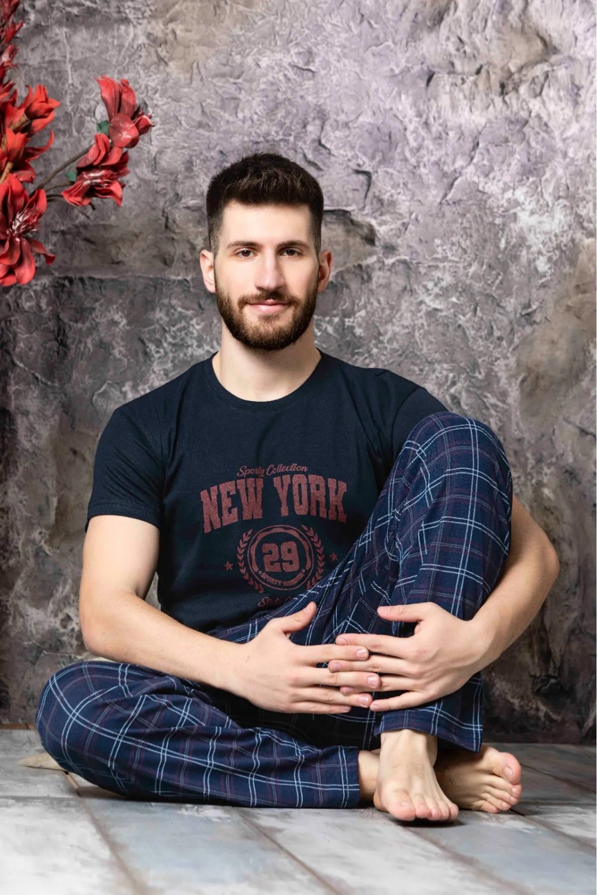 - Chinchilla cooling ice nest ceramic plateSude Homewear MEN'S SLEEVE PAJAMA SET