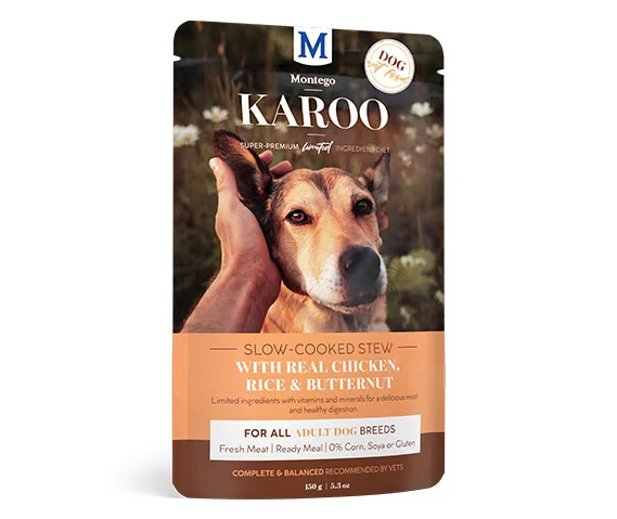 - Dog food online shopping recommendationMontego Karoo real chicken ,rice and butternut pouch 150g