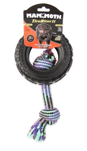 ---Mammoth Medium Tirebiter 2 W/ Rope Dog Toy