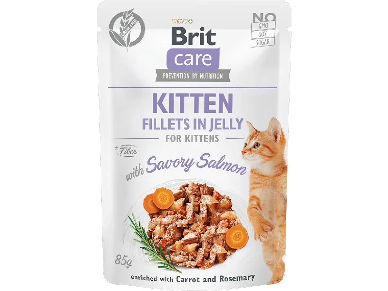 ---Brit Care Cat Kitten. Fillets in Jelly with Savory Salmon 85 g