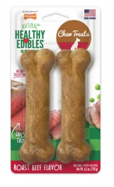 ---NYLABONE Roast Beef With Vitamins Dog Bone, 2-ct.