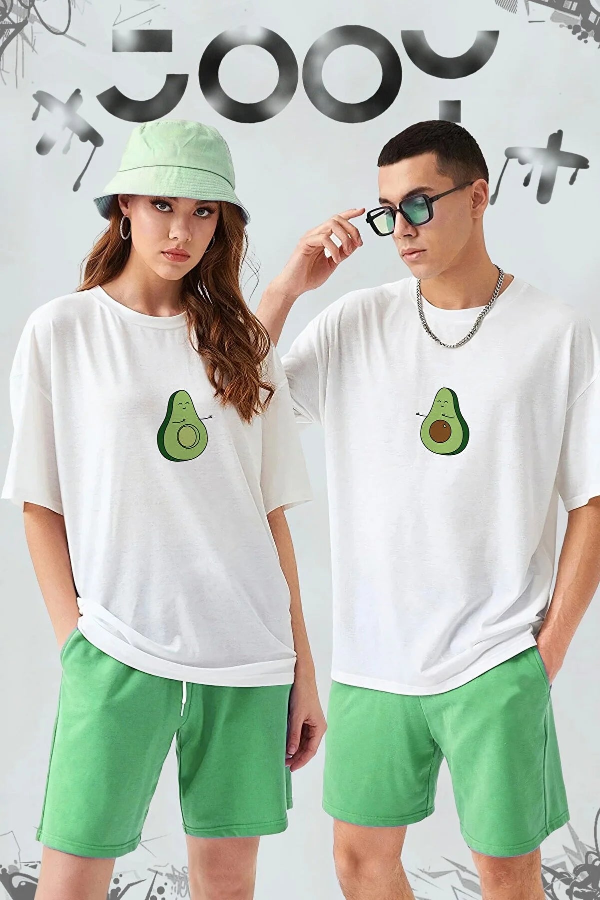 - Postoperative pet anti-licking Elizabethan collarJooy Company Avocado Design Lover Couple Combination Oversize Tshirt Set of 2