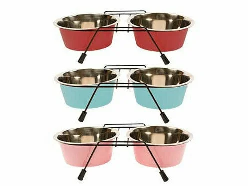 - Pet monitor with cameraDINNER SET WIRE STAND + BOWLS S - 2xØ13cm mixed colors