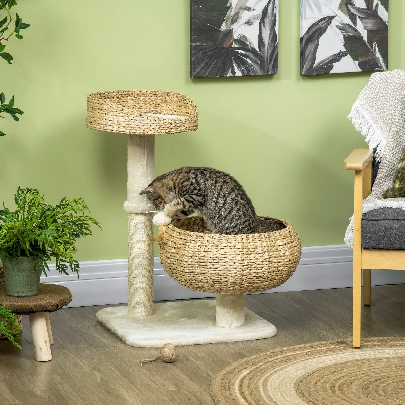  . **Pet food bowl is anti-slip design**PawHut 72cm Cat Tree Kitten Tower