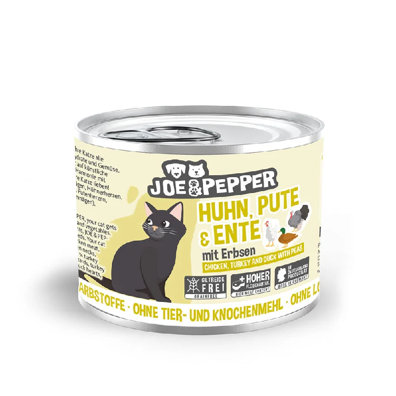    - Weight management cat food  - Natural ingredient dog foodJoe & Pepper - Cat Tin - Chicken, Turkey & Duck with Peas