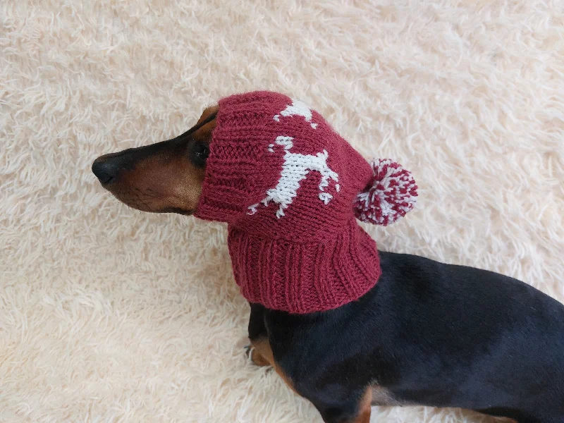 Pet fashion clothesChristmas Reindeer Clothes Pom Pom Hat Dachshund Reindeer Hat Knitted Dog Reindeer Hat Party Photo Prop