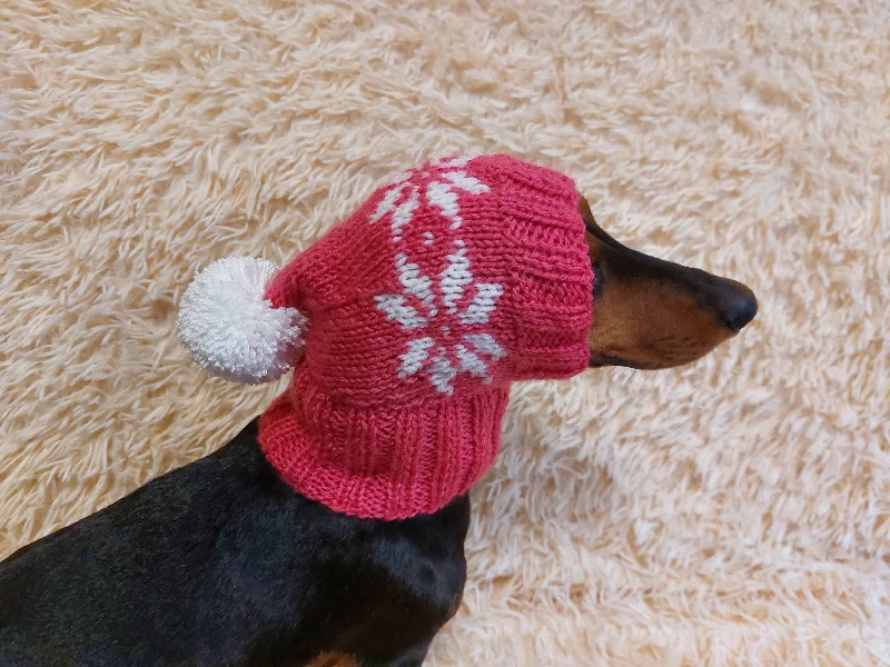 Classification by function or use:Christmas pet clothing with snowflakes, snood hat with snowflakes for dog